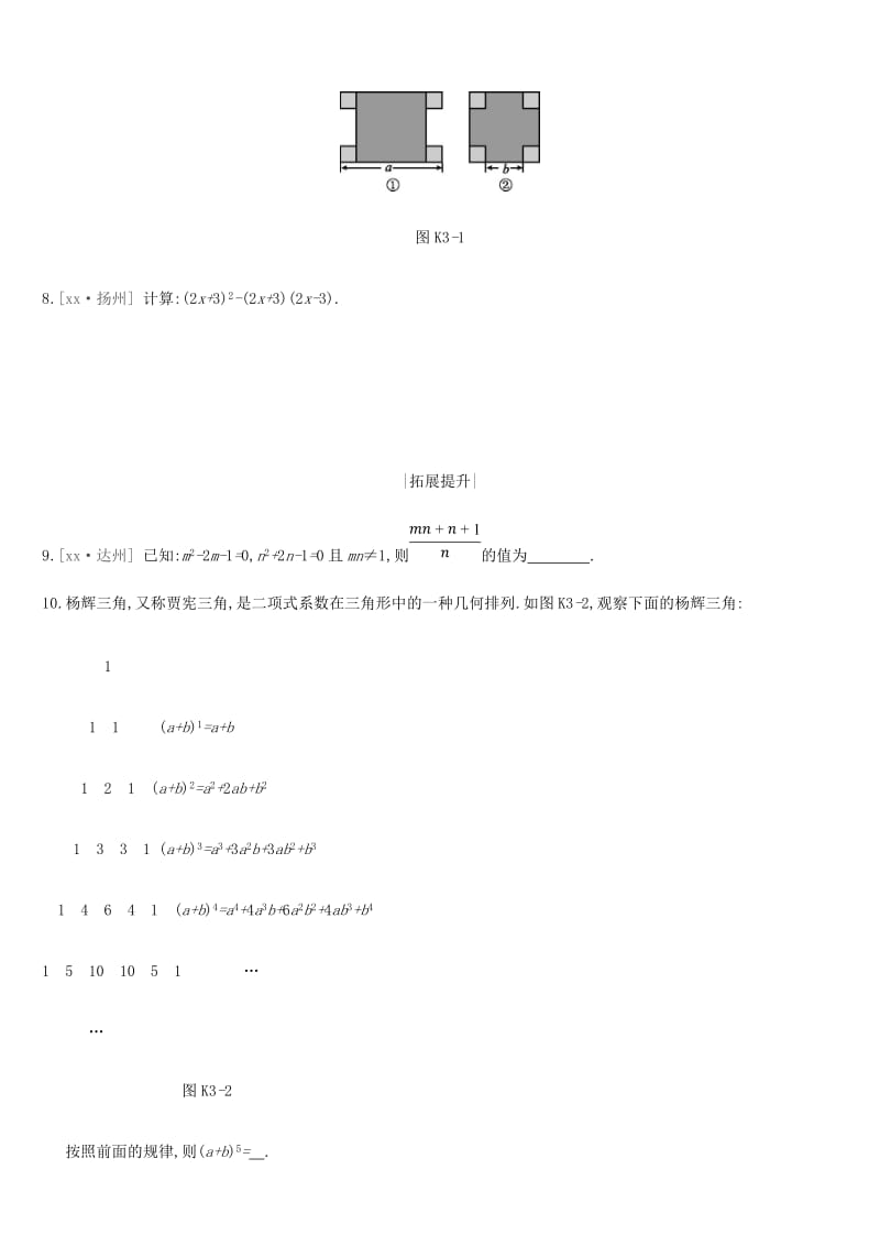 江苏省徐州市2019年中考数学总复习第一单元数与式课时训练03整式及因式分解练习.doc_第2页