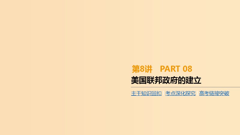 （全品復習方案）2020屆高考歷史一輪復習 第3單元 近代西方資本主義政治制度的確立與發(fā)展 第8講 美國聯(lián)邦政府的建立課件 新人教版.ppt_第1頁