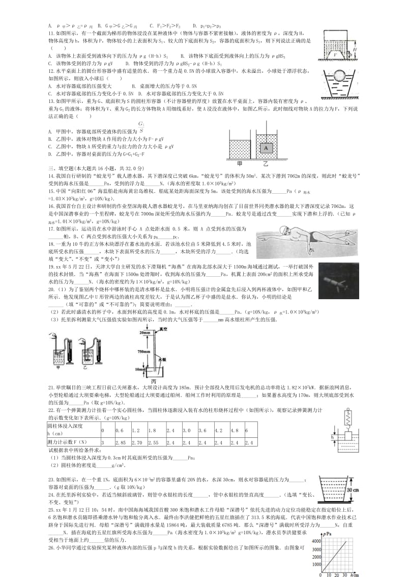 中考物理 液体压强的计算复习专项练习.doc_第2页