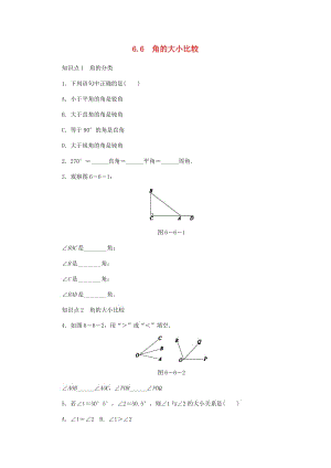 七年級(jí)數(shù)學(xué)上冊(cè) 第6章 圖形的初步知識(shí) 6.6 角的大小比較同步練習(xí) （新版）浙教版.doc