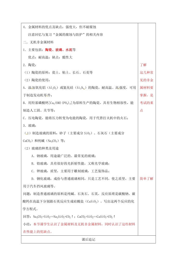 江苏省徐州市铜山区九年级化学下册 9.2 新型材料的研制 9.2.1 新型材料的研制教案 沪教版.doc_第2页