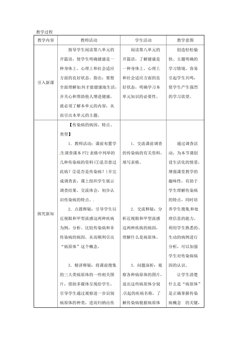 吉林省榆树市八年级生物下册 第八单元 第一章 第一节 传染病及其预防教案 （新版）新人教版.doc_第3页