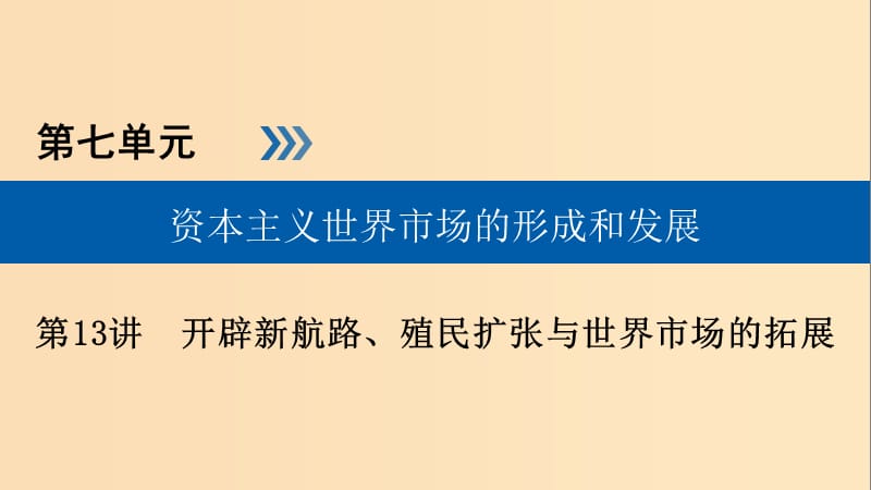 （全国通用版）2019版高考历史大一轮复习 第七单元 资本主义世界市场的形成和发展 第13讲 开辟新航路、殖民扩张与世界市场的拓展课件.ppt_第1页