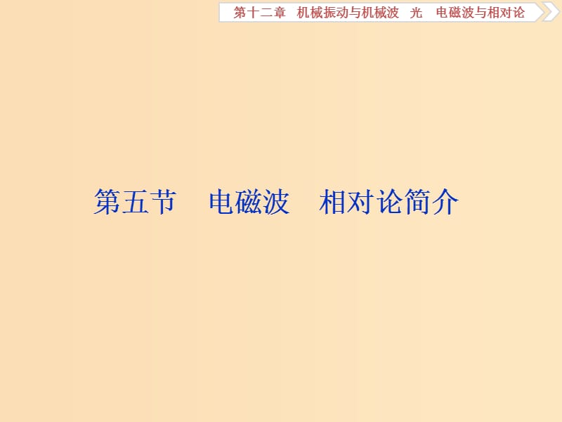 （浙江專版）2019屆高考物理一輪復(fù)習(xí) 第12章 機(jī)械振動(dòng)與機(jī)械波、光、電磁波與相對(duì)論 5 第五節(jié) 電磁波 相對(duì)論簡(jiǎn)介課件 新人教版.ppt_第1頁(yè)