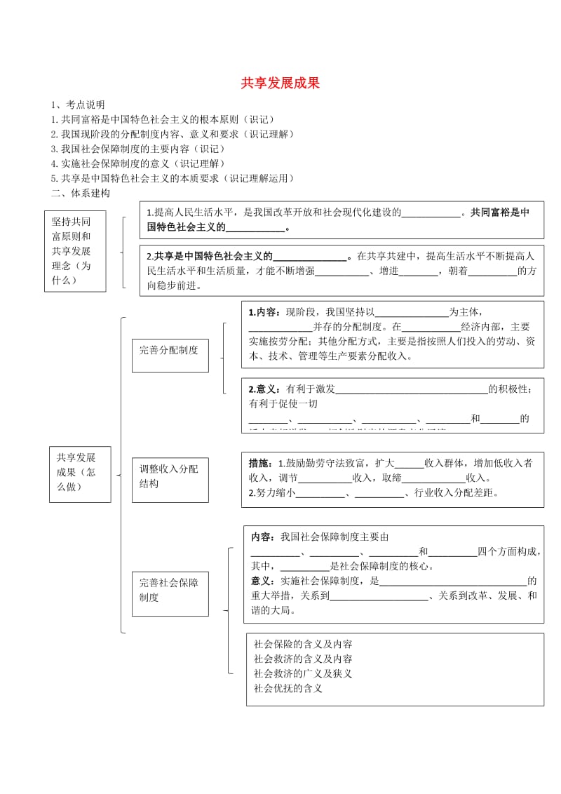 九年级道德与法治上册 第二单元 培育家国情怀 第6课 推动社会进步 第1框 共享发展成果导学案 苏教版.doc_第1页