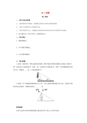 九年級數(shù)學(xué)下冊 第二十九章 投影與視圖 29.1 投影（第1課時）預(yù)習(xí)學(xué)案 （新版）新人教版.doc