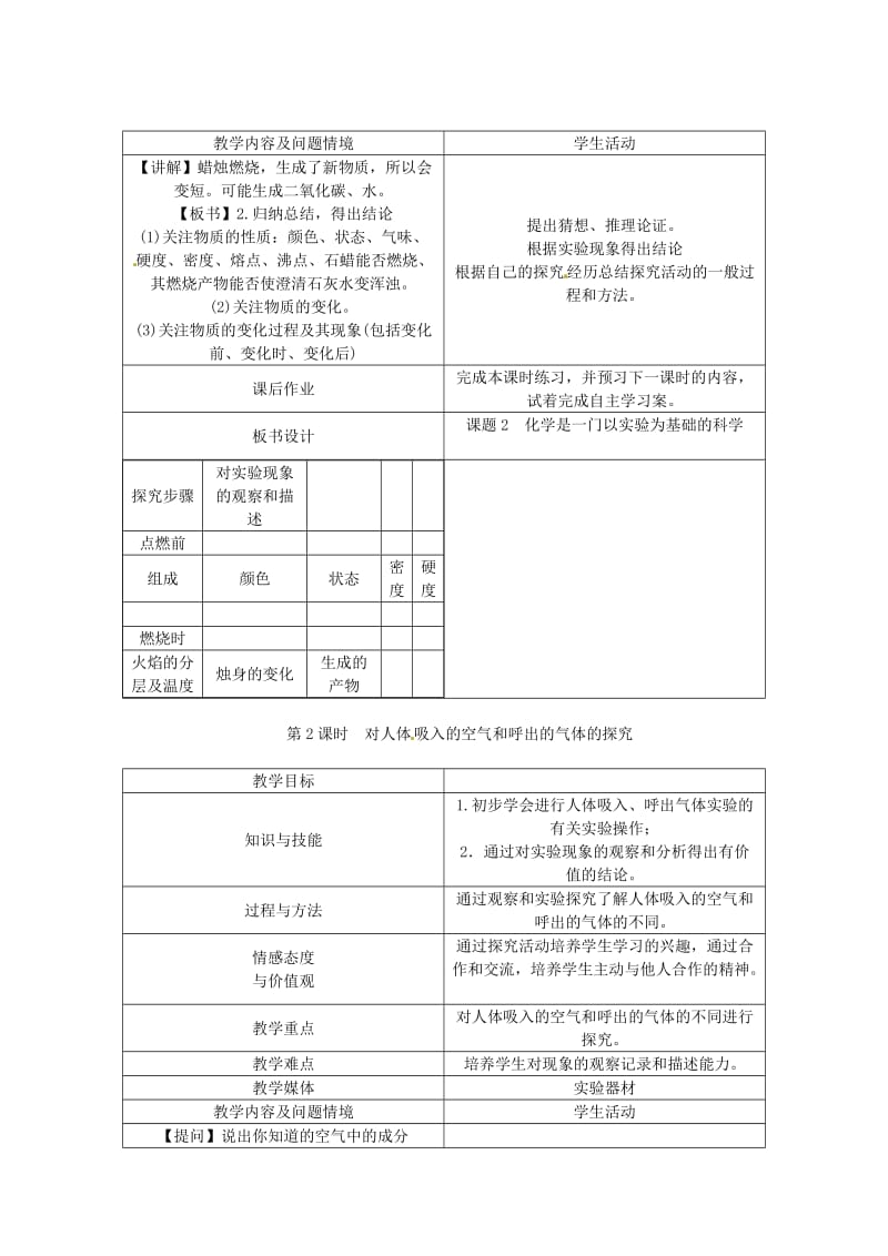 九年级化学上册 第1单元 走进化学世界 1.2 化学是一门以实验为基础的科学教案 （新版）新人教版.doc_第3页