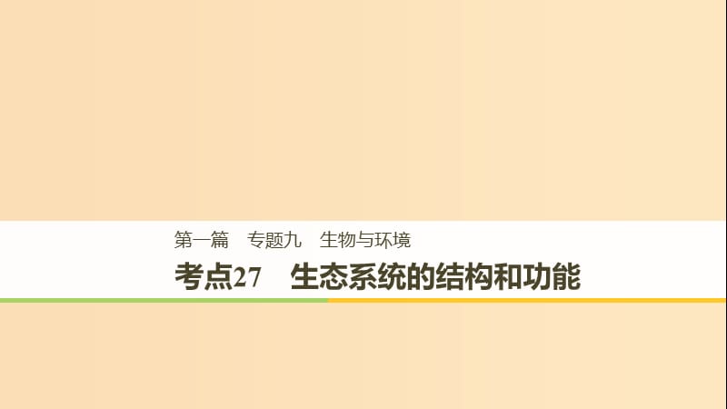 （江苏专用）2019高考生物二轮复习 专题九 生物与环境 考点27 生态系统的结构和功能课件.ppt_第1页