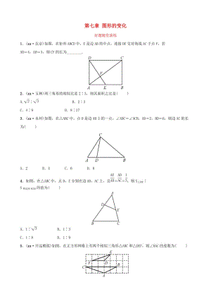 云南省中考數(shù)學(xué)總復(fù)習(xí) 第七章 圖形的變化 第四節(jié) 圖形的相似好題隨堂演練.doc