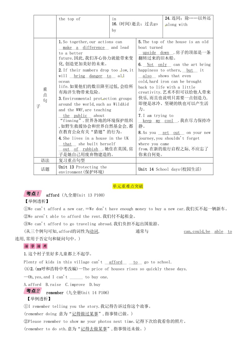 （宜宾专版）2019届中考英语总复习 第一篇 教材知识梳理篇 九全 Units 13-14（精讲）检测.doc_第2页