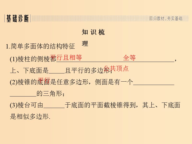 （全国通用版）2019版高考数学大一轮复习 第八章 立体几何初步 第1节 空间几何体的结构、三视图和直观图课件 文 新人教A版.ppt_第3页