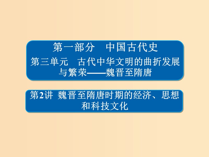 （通史版）2019版高考?xì)v史一輪復(fù)習(xí) 3-2 魏晉至隋唐時期的經(jīng)濟(jì)、思想和科技文化課件.ppt_第1頁