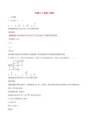 中考數(shù)學(xué)試題分項(xiàng)版解析匯編第02期專題5.3銳角三角形含解析.doc