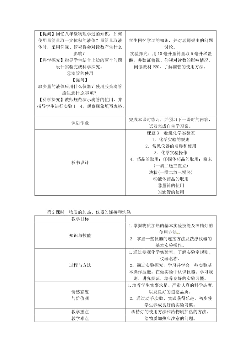 九年级化学上册 第1单元 走进化学世界 1.3 走进化学实验室教案 （新版）新人教版.doc_第2页