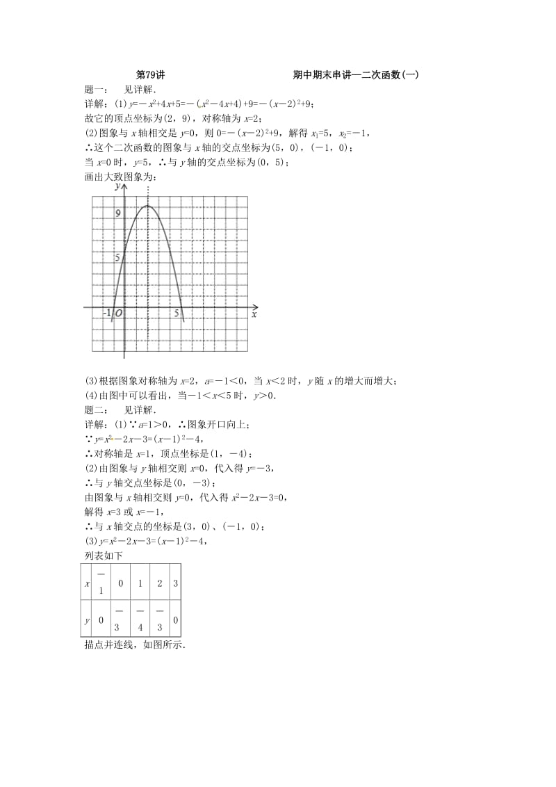 九年级数学上册 期中期末串讲 第81讲 二次函数(一)课后练习 （新版）苏科版.doc_第3页