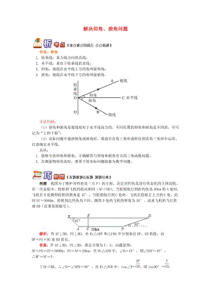 九年級數(shù)學(xué)上冊 專題突破講練 解決仰角、俯角問題試題 （新版）青島版.doc