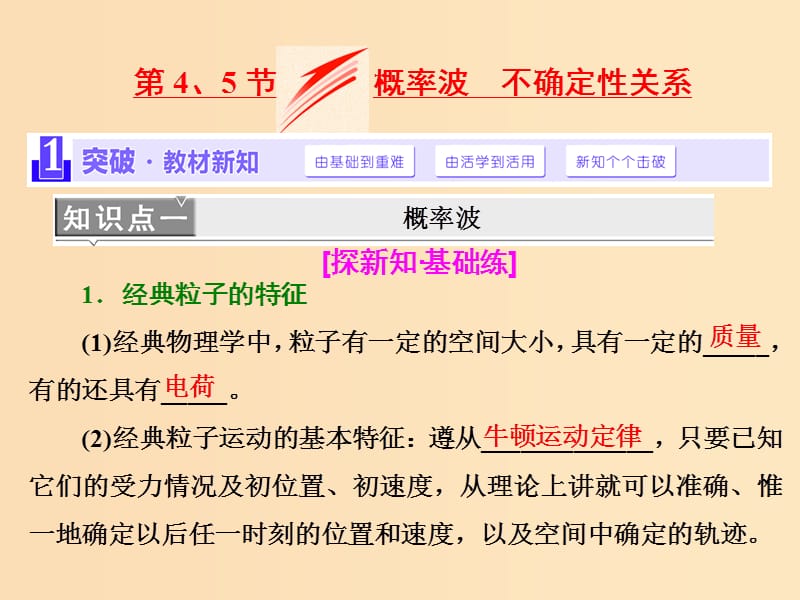 （浙江專版）2019年高中物理 第十七章 波粒二象性 第4、5節(jié) 概率波 不確定性關系課件 新人教版選修3-5.ppt_第1頁