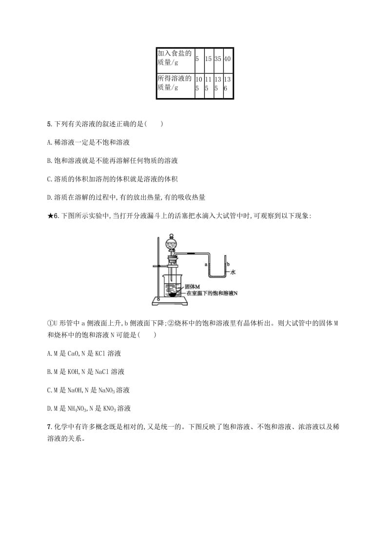 九年级化学下册 第九单元 溶液 9.2 溶解度 第1课时 饱和溶液练习 （新版）新人教版.doc_第2页