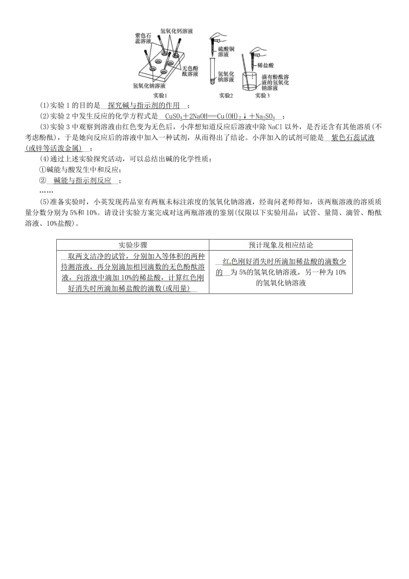 河北省九年级化学下册 第十单元 酸和碱 实验活动6 酸、碱的化学性质习题 （新版）新人教版.doc_第3页