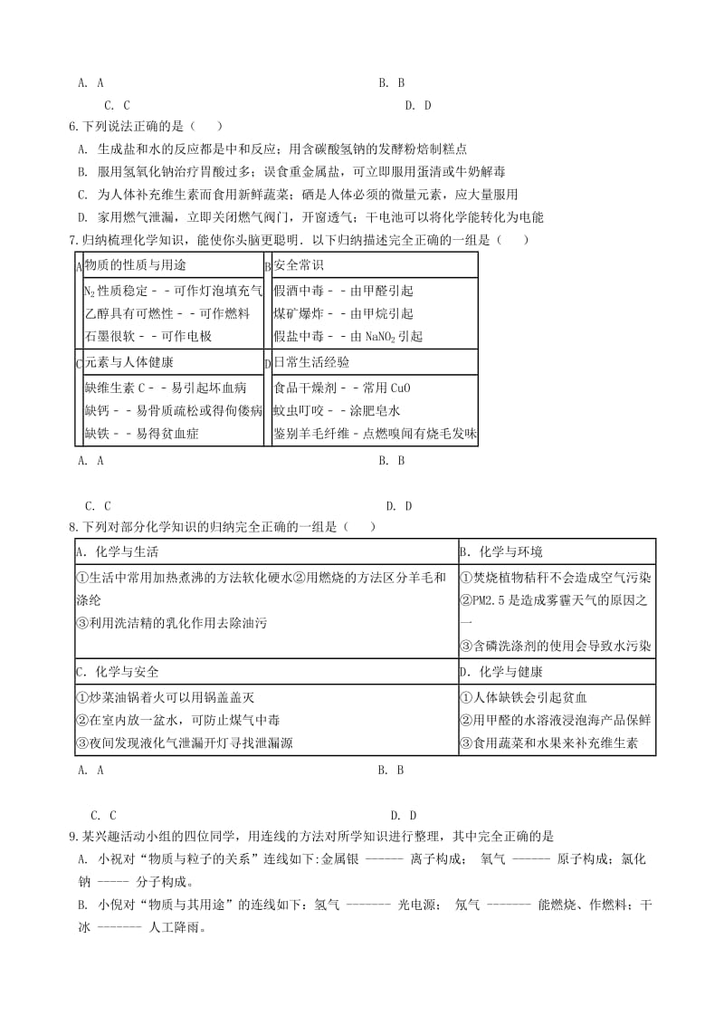 九年级化学“基础知识点归纳”能力提升练习题（新版）新人教版.doc_第2页