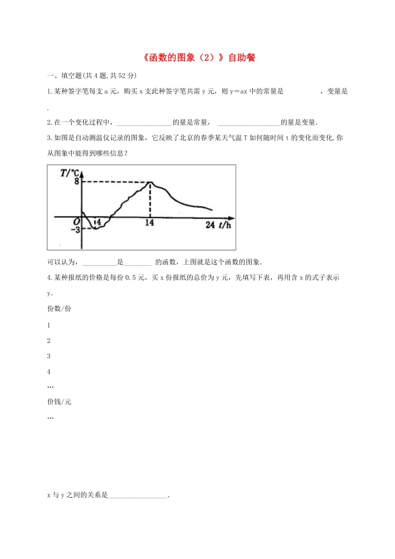 河南省中考数学复习题《函数的图象（2）》自助餐.doc_第1页