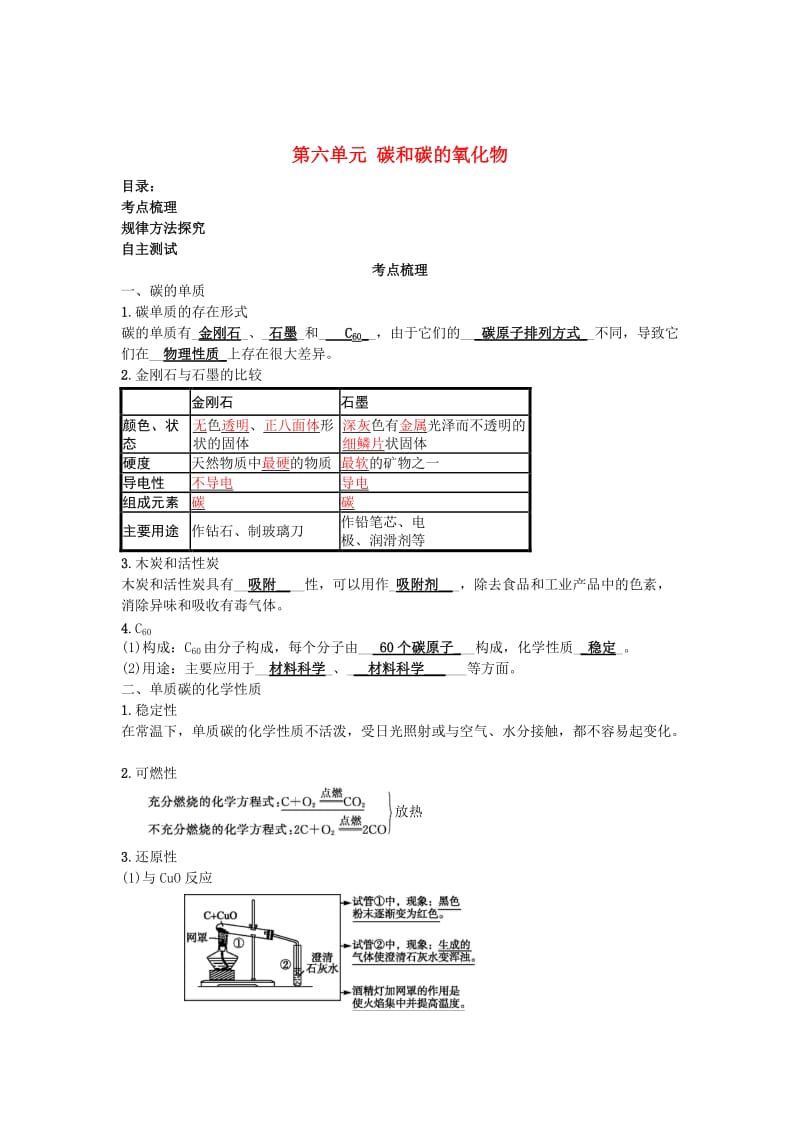 中考化学一轮复习 第六单元 碳和碳的氧化物试题.doc_第1页