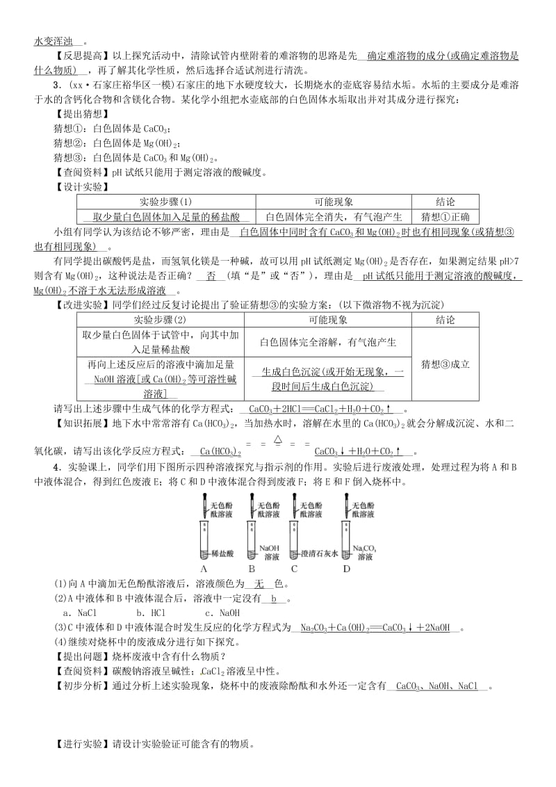 河北省九年级化学下册 专题复习（四）实验探究题习题 （新版）新人教版.doc_第2页