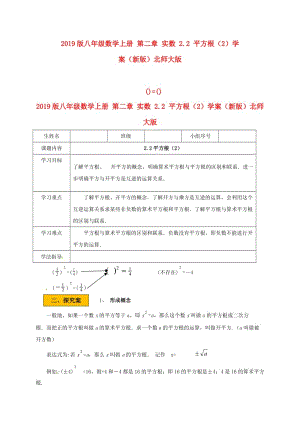 2019版八年級(jí)數(shù)學(xué)上冊(cè) 第二章 實(shí)數(shù) 2.2 平方根（2）學(xué)案（新版）北師大版.doc