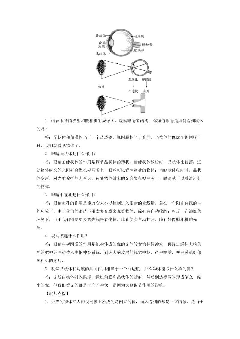 八年级物理上册第5章第4节眼睛和眼镜教案 新人教版.doc_第2页