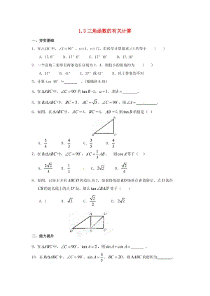 九年級(jí)數(shù)學(xué)下冊(cè) 第1章 直角三角形的邊角關(guān)系 1.3 三角函數(shù)的有關(guān)計(jì)算同步練習(xí) 北師大版.doc