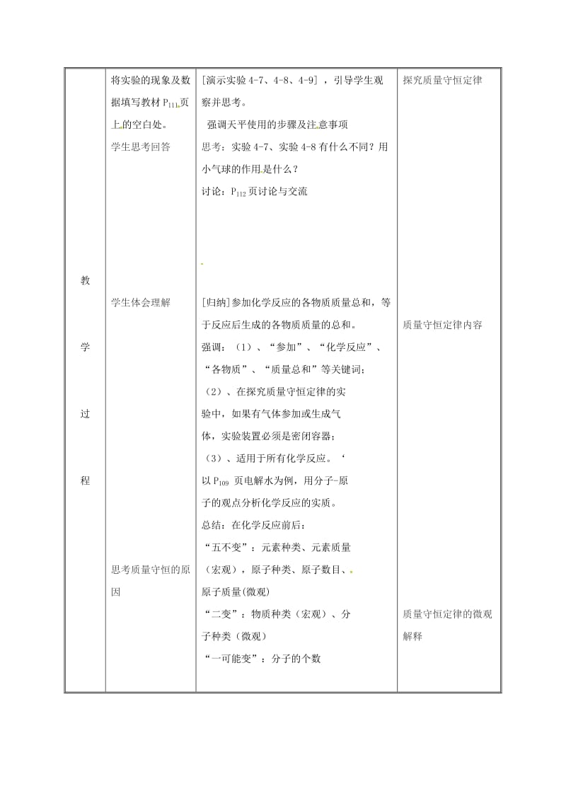 湖南省九年级化学上册 第4章 生命之源-水 4.3 质量守恒定律教案 （新版）粤教版.doc_第3页