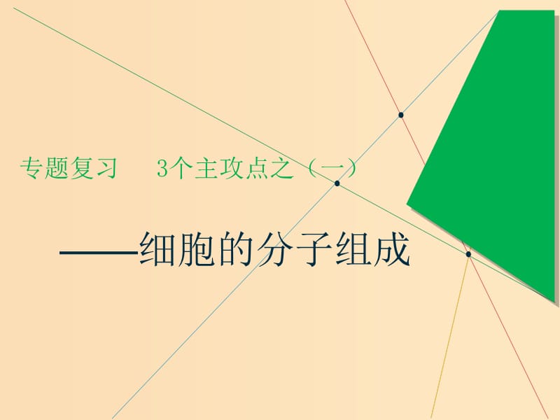 （江苏专版）2019版高考生物二轮复习 专题一 细胞 主攻点之（一）细胞的分子组成课件.ppt_第1页