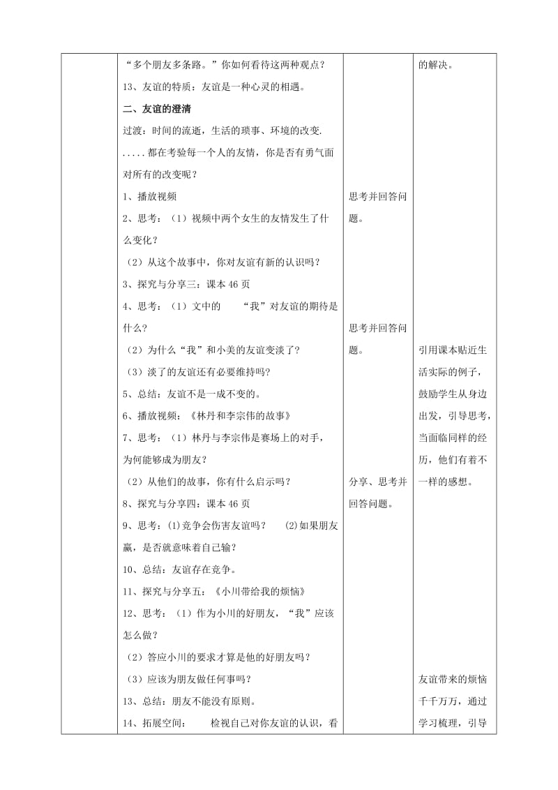 七年级道德与法治上册 第二单元 友谊的天空 第四课 友谊与成长同行 第2框深深浅浅话友谊教案 新人教版 (2).doc_第2页