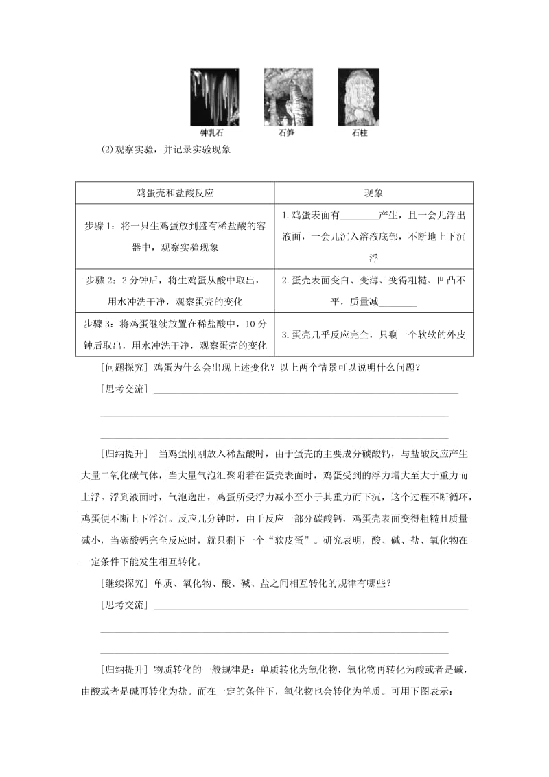 九年级科学上册 第2章 物质转化与材料利用 第5节 物质的转化 第3课时 化合物之间的相互转化导学案浙教版.doc_第2页