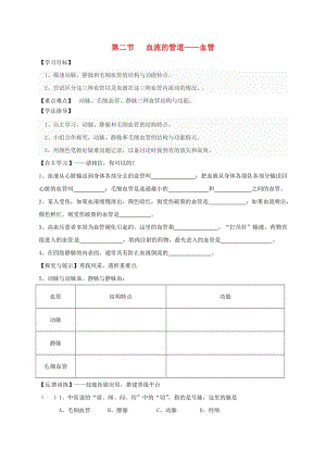 陕西省宝鸡市七年级生物下册 4.4.2 血流的管道-血管学案（新版）新人教版.doc
