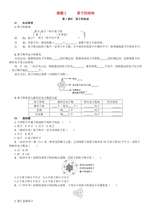 九年級(jí)化學(xué)上冊(cè) 第三單元 物質(zhì)構(gòu)成的奧秘 課題2 原子的結(jié)構(gòu)（增分課練）試題 新人教版.doc