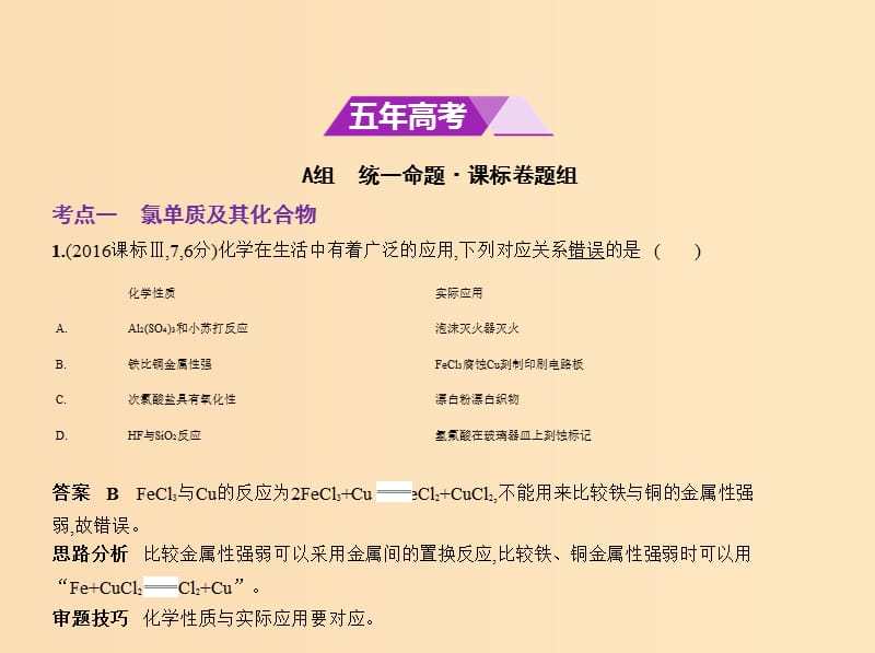 （新课标Ⅲ）2019版高考化学 专题十五 氯、溴、碘及其化合物 海水资源的开发利用课件.ppt_第2页