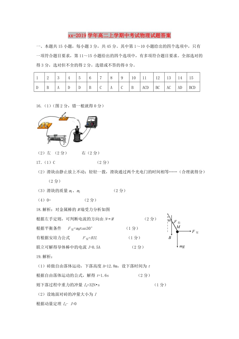 2018-2019学年高二上学期中考试物理试题答案.doc_第1页