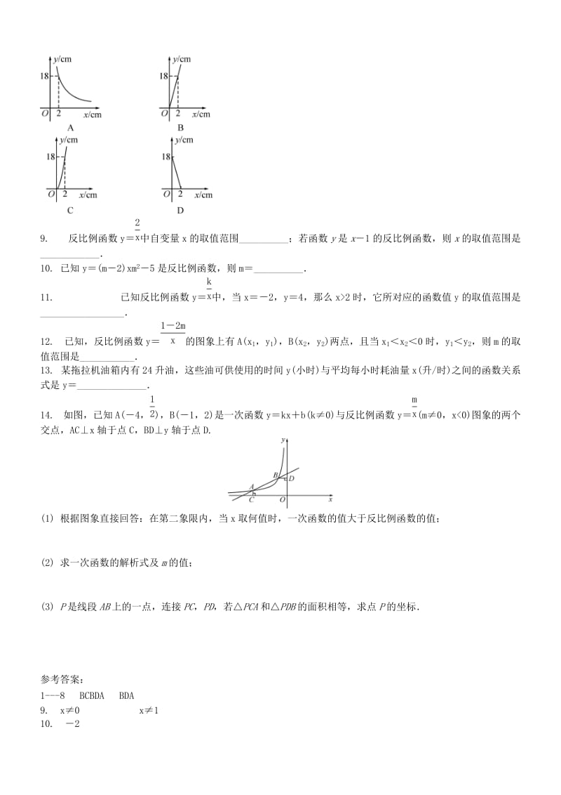 中考数学专项复习 反比例函数专项训练题.doc_第2页