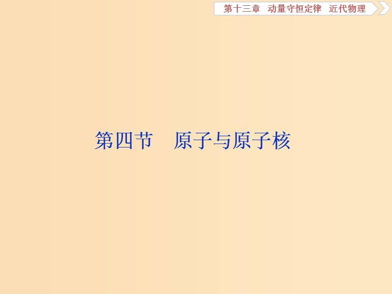 （浙江專版）2019屆高考物理一輪復習 第13章 動量守恒定律近代物理 5 第四節(jié) 原子與原子核課件 新人教版.ppt_第1頁