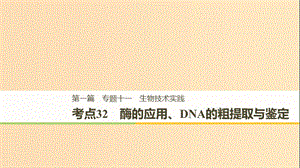 （江蘇專用）2019高考生物二輪復習 專題十一 生物技術實踐 考點32 酶的應用、DNA的粗提取與鑒定課件.ppt