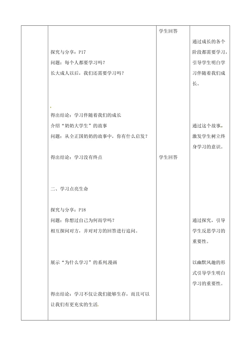 七年级道德与法治上册 第一单元 成长的节拍 第二课 学习新天地 第一框 学习伴成长教案 新人教版 (2).doc_第3页