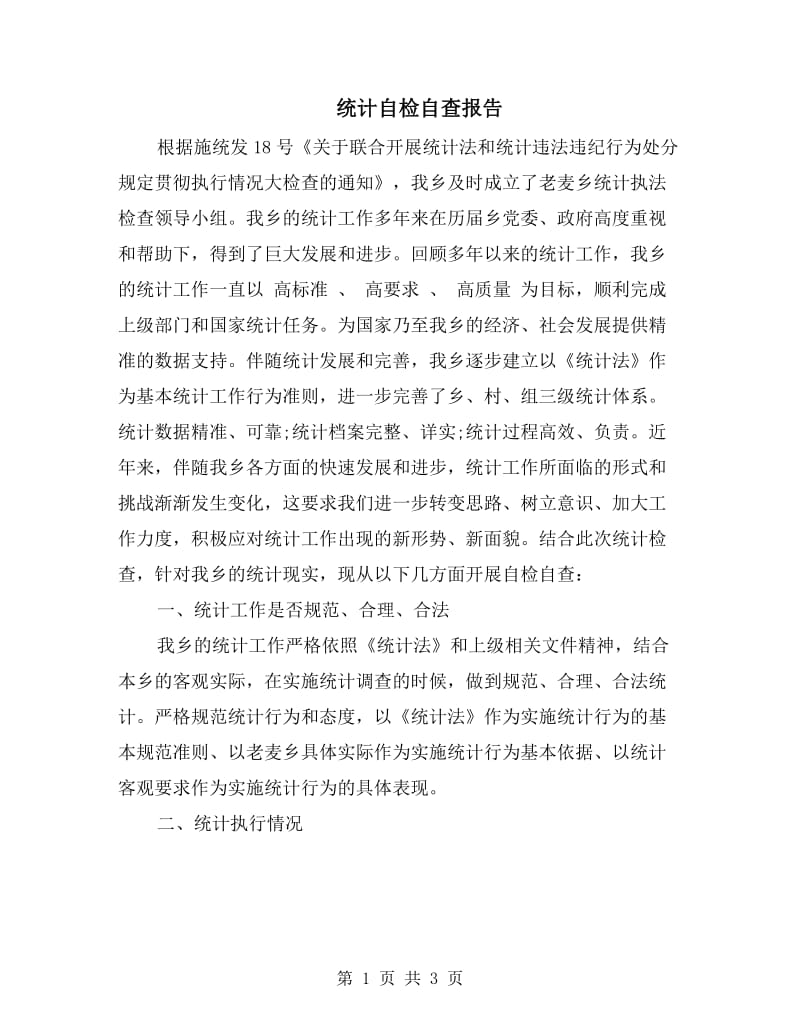 统计自检自查报告.doc_第1页