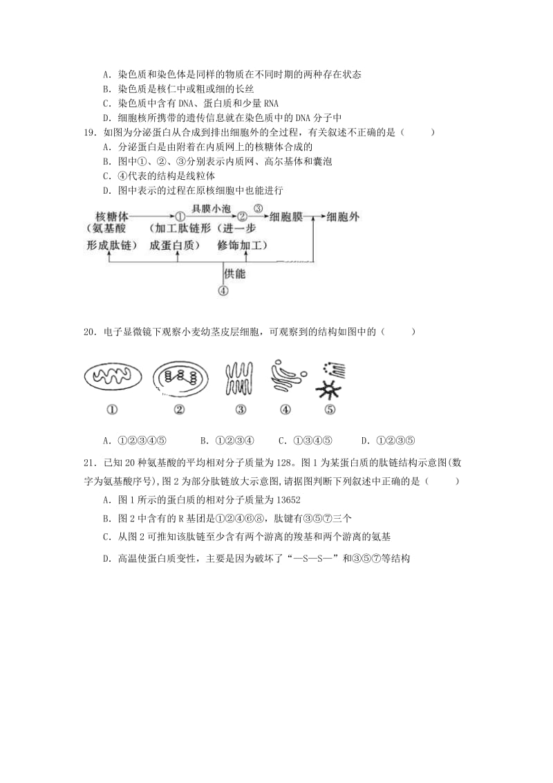 2018-2019学年高一生物上学期期中试题.doc_第3页