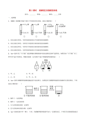 云南省中考化學總復習 第九單元 溶液 第2課時 溶解度及溶解度曲線訓練.doc