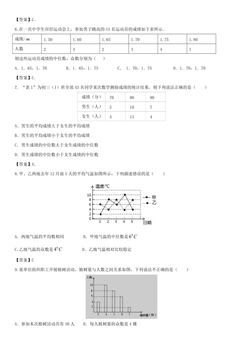 中考数学专题复习练习卷 统计初步.doc_第2页