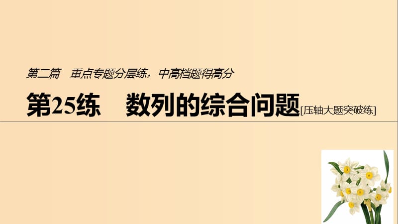 （江苏专用）2019高考数学二轮复习 第二篇 第25练 数列的综合问题课件 理.ppt_第1页