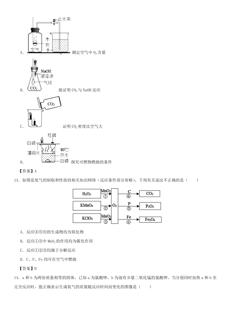 中考化学《空气、水、碳及其化合物》专题练习卷.doc_第3页