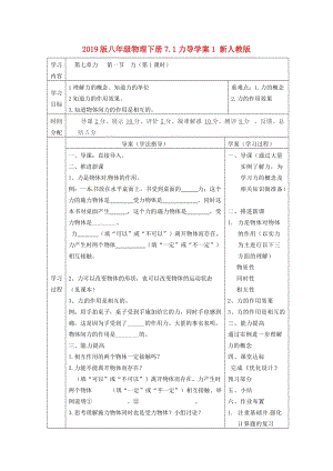 2019版八年級物理下冊7.1力導學案1 新人教版.doc