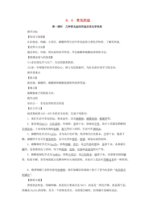 九年級化學(xué)下冊 第八章 常見的酸、堿、鹽 8.4 常見的鹽 第1課時 幾種常見鹽的用途及其化學(xué)性質(zhì)教案 粵教版.doc